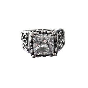 Silpada R0981 Sterling Silver Uptown Cubic Zirconia Filigree Ring Size 7